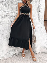 Devine Ruffled Slit Sleeveless Midi Dress OutfitFlow